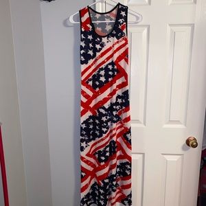 Red, white, & blue maxi swimsuit cover